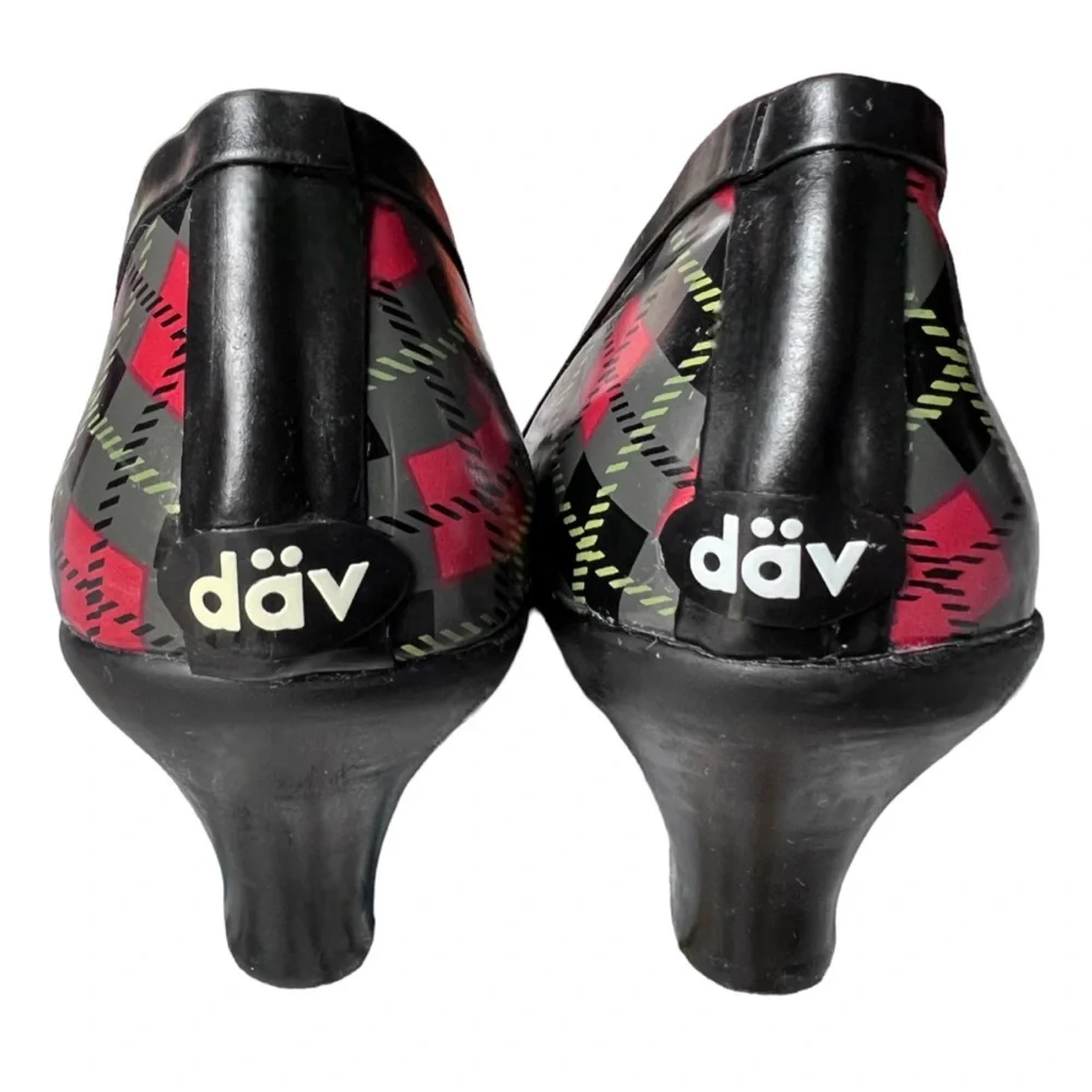 dav black green scot plaid pumps heels size 6 - Picture 3 of 10